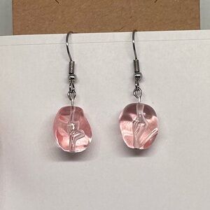 Pink chunky earrings handmade plastic one of a kind
